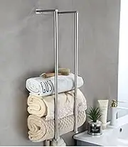 Towel Racks for Bathroom, Stainless Steel Towel Holder for Bathroom Wall Towel Rack for Rolled Towels Towel Organizer Wall Mounted Towel Rack Storage Holder (Silver)