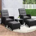 Livsip Outdoor Recliner Chair & Table Set Wicker lounge Patio Furniture Setting