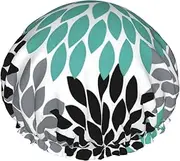 Dahlia Flower Print Various Activities Shower Cap Reusable Soft And Lightweight Bath Hair Cap Long Hair