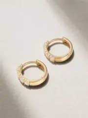 [Andrea Fohrman] Andrea Fohrman - Opal Pavé 14-karat Gold Earrings - White - One size One size White