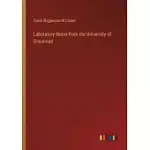 LABORATORY NOTES FROM THE UNIVERSITY OF CINCINNATI