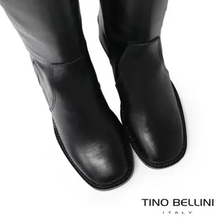 Tino Bellini 義大利進口全真皮方頭高跟及膝靴FWXV008(黑色)