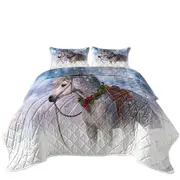 Snowy Christmas with White Horse Coverlet
