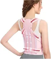 Back Brace Posture Corrector For Women Men Adjustable Back Straightener Posture Corrector Scoliosis Hunchback Correction Support Belt(Pink,Medium)