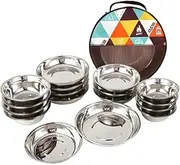 Abaodam 1 Set Stainless Steel Camping Tableware Set with Storage Bag Lightweight Outdoor Cookware for BBQ Hiking Picnic and Climbing Durable and Reliable Dining Kit