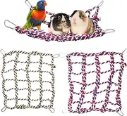 2 Pack Large Colorful Bird Rope Net, 14 × 10 Inches Rat Climbing Net, Pet Hanging Hammock, Bird Ladder Bridge, Small Animal Toy, Cage Accessories for Rat Hamster Bird Ferret