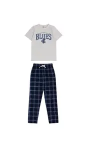 Official AFL Boys & Girls Size 8-16 Carlton Blues Short Tee Flannel Pants