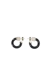 Miu Miu Logo-Engraved Half-Hoop Earrings One size Black