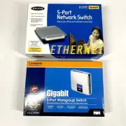 Network Switch Lot w/ Original Boxes 1 Belkin 1 Linksys Network Switch
