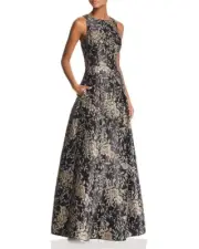 NWT Aidan Mattox Floral Jacquard Ball Gown 0