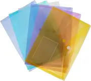 jojofuny 30Pcs Plastic Envelope Folders with Snap Buttons, A5 Clear Document Folders with Label Pockets for Home Work Office Organization