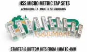 Metric HSS Small Size Tap Sets 2pc [Starter & Bottom] Sizes 1.0 to 4mm Aprica