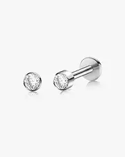 Fashtour G23 Pure Titanium Flat Back Earrings, F136 Implant Grade Titanium Jewelry for Sensitive Ears, Cubic Zirconia Titanium Screw Back Piercing for Cartilage/Helix/Tragus, Small Stud Earrings