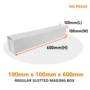 100x Tall Tube Mailing Boxes 100 x 100 x 600 mm Shipping Packing Carton Box