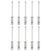 10pcs Ball End Hex Screwdriver Bit H2 Head 1/4" Hex Shank 3" Long Magnetic