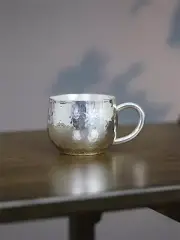 Pure 999 Silver Tea Cup Hammer Pattern Water Cup Tea Cup With Handle 87g 100ml