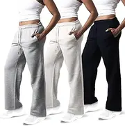 [Common Stitch] 3 Pack Sweatpants Women, Wide Leg Womens Sweatpants, Workout - Yoga Pants (Available in Plus)