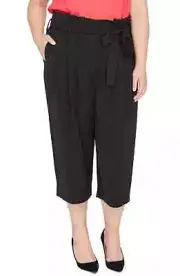 MSRP $109 Plus Size Women's Rachel Roy Vic Paperbag Crop Pants Black Size 16W