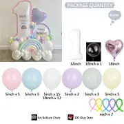 62PC Cute Pastel Rainbow Clouds 1-3 Year Old Foil Balloon Set Birthday Party Supplies Decoration