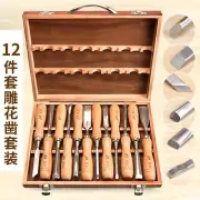Chisel Set Steel Carving Manual Root Wood Carve Woodworking Tools 12Pcs Set