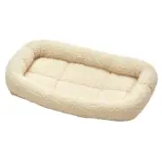 18" Fleece Pet Bed - Plush & Washable, Ideal for Crates & Carriers, Cream