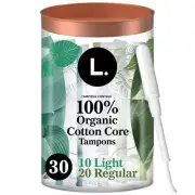 L. Organic Cotton Tampons Light & Regular Absorbency Multipack Chlorine-Free