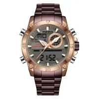 在飛比找蝦皮商城精選優惠-腕錶現貨禮物時尚休閒手錶雙機芯電子錶鋼帶商務石英錶夜光防水多