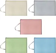 Mesh Zipper Pouch With Handle - 5Pcs Double Layers A4 Document Bag, Nylon Folder for Office