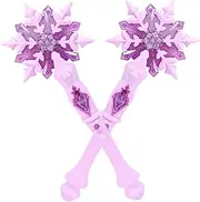 Kisangel 2Pcs Light Up Snowflake Wands for Fairy Costume Accessories for Birthday Parties Halloween Christmas Role Play for Dress Up and Photo Props