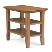 Simpli Home Side Table 24"x14"x20" Rectangle in Light Golden Brown Wood Indoor