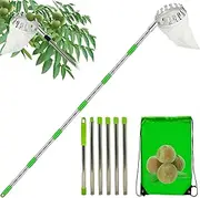 Fruit picker, fruit picker tools, metal telescopic pole with basket, telescopic extendable fruit picker, easy fruit harvesting at home, portable garden tools on large