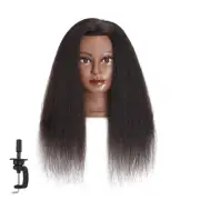 Real Hair Mannequin Head for Cosmetology Practice with Free Clamp Holder