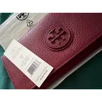 【全新長夾】TORY BURCH 酒紅色 荔枝皮 信封式長夾