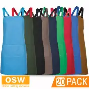 20 x Unisex CROSS BACK Modern Style Cotton Duck Canvas Apron + Herringbone Strap