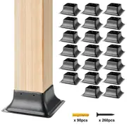 101.6x101.6mm Post Base 20Pcs, Internal 91x91mm Heavy Duty Powder-Coated Steel Post Bracket Fit for Standard Wood Post Anchor, Decking Post Base for Deck Porch Handrail Railing