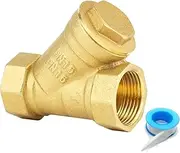 Brass Y Strainer, 1/2" Female Thread Y Shaped Strainer Filter Valve Connector for Water Oil Separation