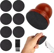 Wooden Dog Nail File with Replaceable Filing Discs, 1Pc Wooden Dog Nail Scraper Dog Scratch Pad with 7pcs Sandpapers and 1pc Cleaning Brush,Wooden Dog Nail Scratch Board Dog Nail Grinder, Brown