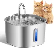Cat Water Fountain, 2.2L/74oz Automatic Stainless Steel Pet Water Fountain, Square Cat Drinking Fountains Pet Water Bowl Dispenser with Ultra-Quiet Pump for Cats, Pets, Dishwasher Safe