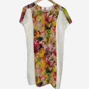 Club Monaco Melaine Tropical Silk Dress Size 8 White Spring Keyhole NEW WITH TAG