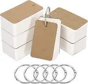 uxcell Blank Index Cards with Ring, 600Pcs Blank Flash Card 2.8x1.6 Study Note Cardstock for Memory Learning Studying Office Supplies, Brown White