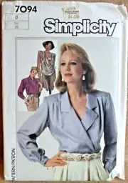 SIMPLICITY PATTERN 7094 BLOUSES MISSES SIZE 8 UNCUT VINTAGE 1985