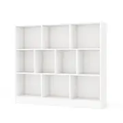 Costway 3-Tier Open Storage 10-Cube Bookshelf Storage Wooden Display Shelf White