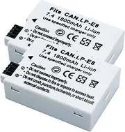 2 Packs 7.4V 1800mah LP-E8 Battery for Canon EOS 550D 600D 650D 700D Kiss X4 X5 X6i X7i Rebel T2i T3i T4i T5i