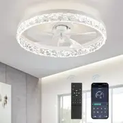 20" Modern Ceiling Fans with Lights and Remote, Dimmable Low Profile Ceiling ...