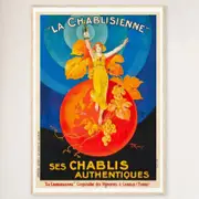 Galrie Elegant La Chablisienne Authentic Chablis Wine Vintage Poster for Home Decor, Wood Frame, A3 30 x 42cm (12 x 16inch)