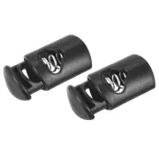 10pcs Plastic Cord Locks 0.6" x 0.4" Single Hole Spring End Toggle Stopper Black
