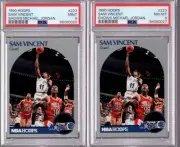 1990 Hoops SAM VINCENT Shows Michael Jordan #223 PSA 9 8 LOT X 2