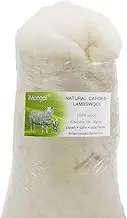 iMongol- Carded Lambs Wool Stuffing Batting for Needle Felting, Knitted Toys, Crafts, Bright Creations, Pillow Filler, Stuffed Animals, Cushions,Super Clean Fine, Natural White(1oz)