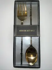 Servers Set Of 2-Spoon & Fork Set Salad Serving Bronze. New