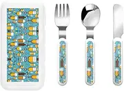 Beer Bubble 3 Piece Set For Camping Stainless Steel Flatware, Spoon, Fork, Knife, Ideal For Outdoor